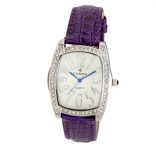 Cardy női karóra, ezüst színű fémtok, lila színű szíj, ezüst színű számlap, quartz szerkezet, cseppmentes vízállóság