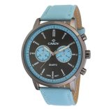 Cardy férfi karóra, gun színű fémtok, kék színű szíj, gun / kék színű számlap, quartz szerkezet, cseppmentes vízállóság