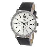 Cardy férfi karóra, sötétszürke színű fémtok, fekete színű szíj, világosszürke számlap, quartz szerkezet, cseppmentes vízállóság