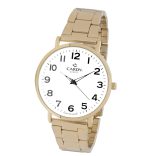 Cardy férfi karóra, arany színű fémtok, arany színű acél karcsat, fehér színű számlap, quartz szerkezet, cseppmentes vízállóság