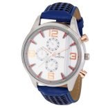 Cardy férfi karóra, ezüst színű fémtok, kék színű szíj, fehér számlap, quartz szerkezet, cseppmentes vízállóság