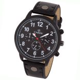 Cardy férfi karóra, fekete színű fémtok, fekete szíj, fekete számlap, quartz szerkezet, cseppmentes vízállóság