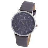 Cardy férfi karóra, ezüst színű fémtok, szürke szíj, szürke számlap, quartz szerkezet, cseppmentes vízállóság