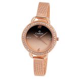 Cardy női fémcsatos karóra, quartz, rózsaarany színű tok, rózsaarany színű csat, rózsaarany / fekete átmenetes számlap