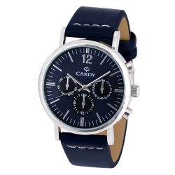   Cardy férfi szíjas karóra, quartz, ezüst színű tok, kék színű szíj, kék színű számlap