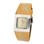 Cardy női karóra, ezüst színű fémtok, bézs színű szíj, peszgőszínű számlap, quartz szerkezet, cseppmentes vízállóság