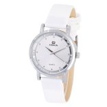 Merion női bőrszíjas karóra, quartz, ezüst színű fémtok, fehér bőrszíj, ezüst színű számlap