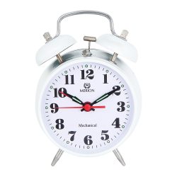   Merion fém ébresztőóra, mechanikus, fehér színű fémtok, fehér arab számos számlap