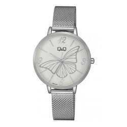   Q&Q női fémcsatos karóra, quartz, ezüst színű tok és csat, fehér számlap, QB57J204Y