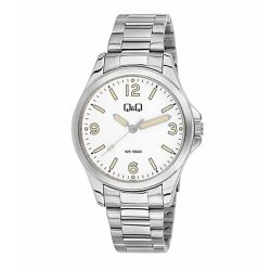   Q&Q férfi karóra, quartz, ezüst színű tok és csat, fehér számlap, QB12J204Y
