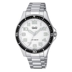   Q&Q férfi karóra, quartz, ezüst színű tok és csat, fehér számlap, QB64J204Y