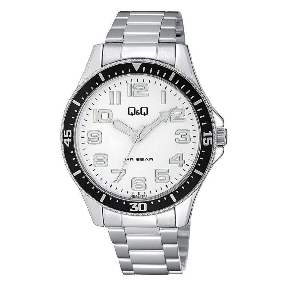 Q&Q férfi karóra, quartz, ezüst színű tok és csat, fehér számlap, QB64J204Y