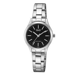   Q&Q női karóra, quartz, ezüst színű tok, ezüst színű karcsat, fekete számlap, C229-802Y