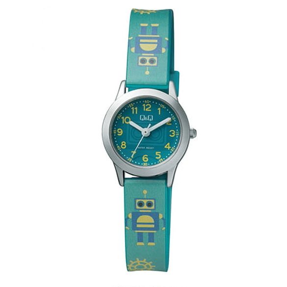 Q&Q gyerek karóra, quartz, ezüst színű tok, figurás szíj, figurás számlap, QC29J335Y