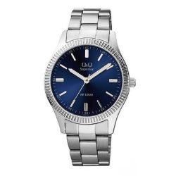   Q&Q férfi fémcsatos karóra, quartz, ezüst színű acéltok, ezüst színű nemesacél csat, kék színű számlap, (Superior) S294J202Y