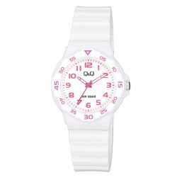   Q&Q női karóra, quartz, fehér színű műanyag tok, fehér színű műanyag szíj, fehér színű számlap, V07A-003VY