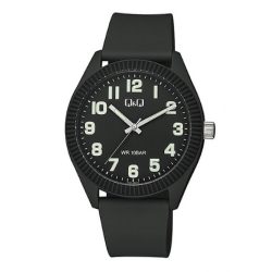   Q&Q férfi karóra, quartz, fekete színű műanyag tok, fekete színű műanyag szíj, sötétszürke színű számlap,V12A-004VY