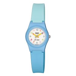   Q&Q gyerek karóra, quartz, kék színű műanyag tok, kék színű műanyag szíj, fehér színű számlap, V28A-004VY