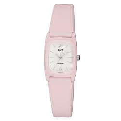   Q&Q női karóra, quartz, rózsaszínű műanyag tok, rózsaszínű műanyag szíj, fehér színű számlap, V33A-007VY