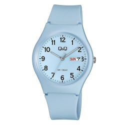   Q&Q karóra, quartz, kék színű műanyag tok, kék színű számlap, kék színű műanyag szíj, 100 m (10 ATM) A212J006Y