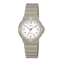   Q&Q gyerek karóra, quartz, szürke színű műanyag tok, fehér színű számlap, szürke színű műanyag szíj, V07A-006VY