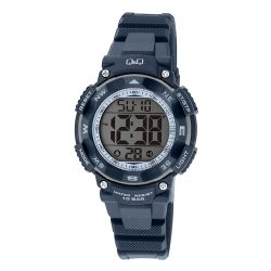   Q&Q férfi digitális karóra, quartz, kék színű műanyag tok, LCD kijelzés, kék színű műanyag szíj, M149J007Y