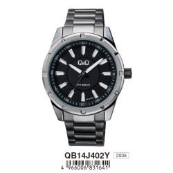   Q&Q férfi fémcsatos karóra, quartz, gun színű tok és csat, gun színű számlap, QB14J402Y