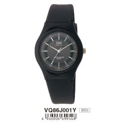   Q&Q gyerek karóra, quartz, fekete színű  műanyag tok és  szíj, fekete számlap, VQ86J001Y