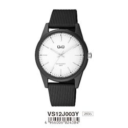   Q&Q női  quartz karóra, fekete színű  műanyag tok és szíj, fehér számlap, VS12J003Y