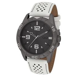   Q&Q férfi szíjas karóra, quartz, szürke (gun) színű tok, világosszürke színű szíj, szürke (gun) színű számlap, Q576J810Y