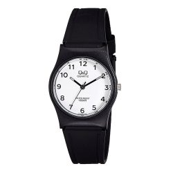   Q&Q analóg unisex sportos karóra, fekete színű műanyag tok, fekete műanyag szíj, fehér számlap, ásványüveg, quartz szerkezet, 100 m (10 ATM) vízállóság - VP34J061Y