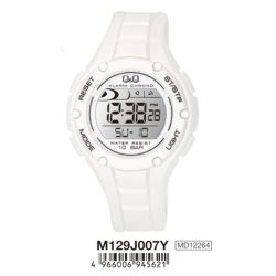   Q&Q férfi műanyag karóra, quartz/LCD, fehér színű, M129J007Y