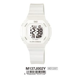  Q&Q női műanyag karóra, quartz/LCD, fehér színű, M137J002Y