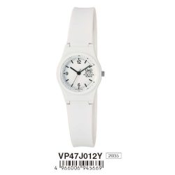   Q&Q női műanyag karóra, quartz, fehér színű tok és szíj, fehér számlap, VP47J012Y