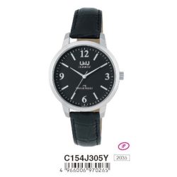   Q&Q férfi szíjas karóra, quartz, ezüst színű tok, C154J305Y