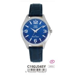   Q&Q férfi szíjas karóra, quartz, ezüst színű tok, C192J345Y