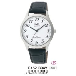   Q&Q férfi szíjas karóra, quartz, ezüst színű tok, C152J304Y