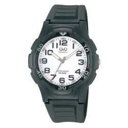   Q&Q férfi műanyag karóra, quartz, fekete színű tok és szíj, fehér számlap, műanyag hátlap, VP84J001Y