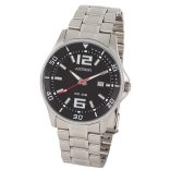 ASTRON 5558-1 sportos férfi karóra, ezüst színű nemesacél tok, ezüst színű nemesacél csat, fekete számlap, keményített ásványüveg, quartz szerkezet, 50 m (5 ATM) vízállóság