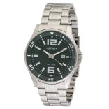 ASTRON 5558-3 férfi karóra, ezüst színű nemesacél tok, ezüst színű nemesacél csat, zöld számlap, keményített ásványüveg, quartz szerkezet, 50 m (5 ATM) vízállóság