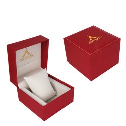   Astron karóra doboz, párnás, bordó színű külső, törtfehér színű belső