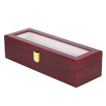 Óratartó doboz, 6 rekeszes, kívűl barna festett felületű, belűl fehér textil 