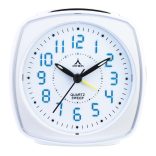 Astron ébresztőóra, quartz, fehér színű műanyag tok, kék színű LED világítás, sweep (halk járású)