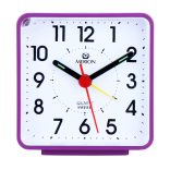 Merion ébresztőóra, quartz, lila / fehér színű műanyag tok, sweep (halk járású)