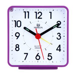   Merion ébresztőóra, quartz, lila / fehér színű műanyag tok, sweep (halk járású)