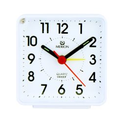   Merion ébresztőóra, quartz, fehér színű műanyag tok, sweep (halk járású)