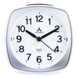 Astron ébresztőóra, quartz, szürke / fehér színű műanyag tok, sweep (halk járású)