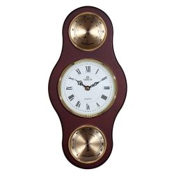   Merion fa falióra, quartz, óra / hőmérséklet / páratartalom funkciókkal, mahagóni színű tok, fehér színű számlap