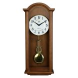 Merion ingás fa falióra, quartz, 1/1 ütős (4 pozíciós), westminster dallam, dió színű, fehér arab számos számlap