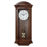 Merion ingás fa falióra, quartz, 1/1ütős (4 pozíciós) westminster, dió színű tok